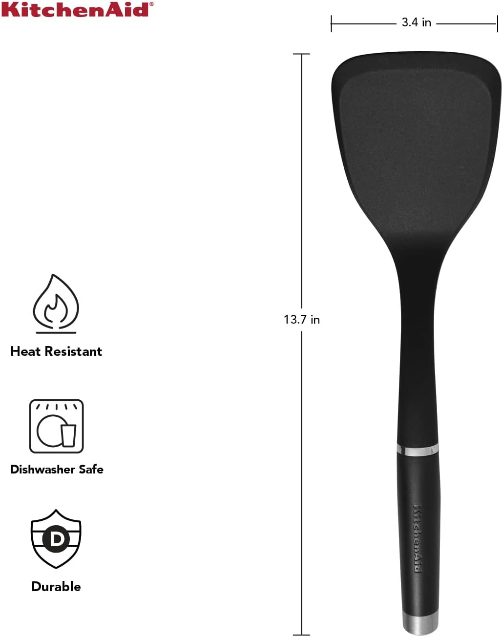 Espátula sólida KitchenAid talla única mate negro