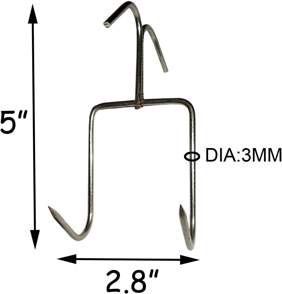 4 Ganchos Acero Inox para Ahumar Carne Patos Jamones