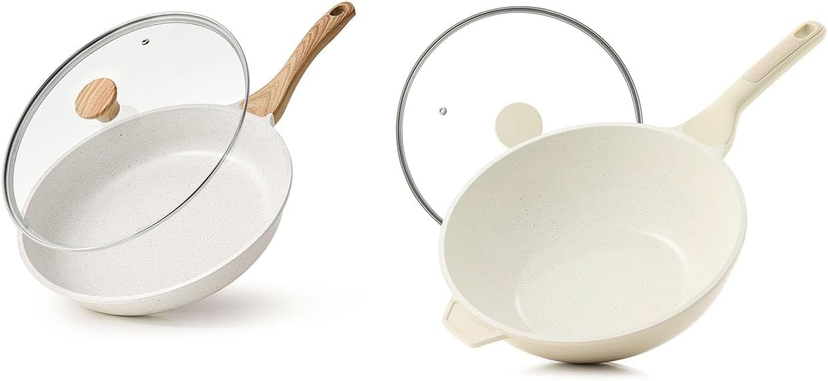 Sartén cerámica antiadherente 9.5pulg con tapa saludable