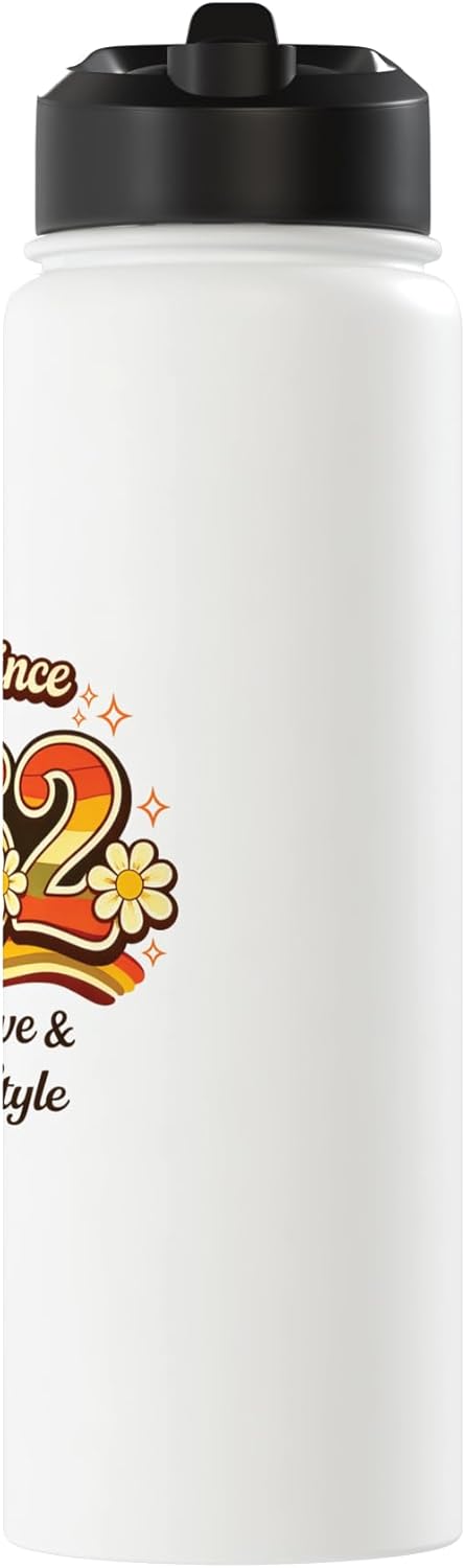 Botella de agua acero inoxidable vintage estilo peace love 1962