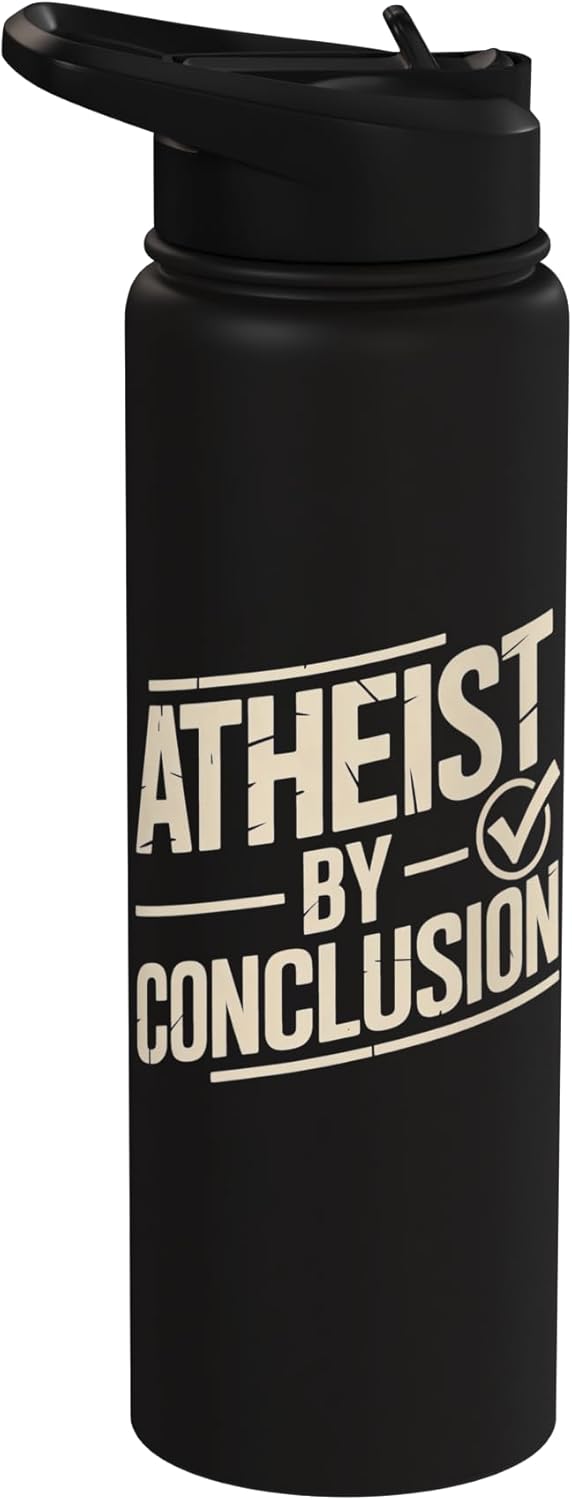 Botella de agua acero inoxidable aislada Diseño Declaración Valiente Atheist