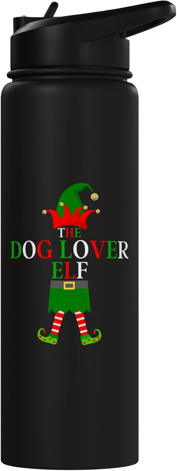Bote de agua acero inoxidable aislado para familia elfo perro navidad