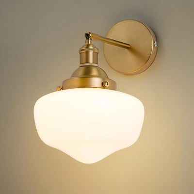 Aplique pared baño lámpara vidrio blanco latón mate