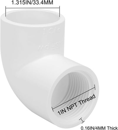 10 Conectores SCH40 1pulg Codo Hembra PVC Riego