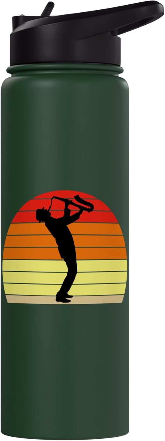 Botella térmica acero inox para saxofonista retro