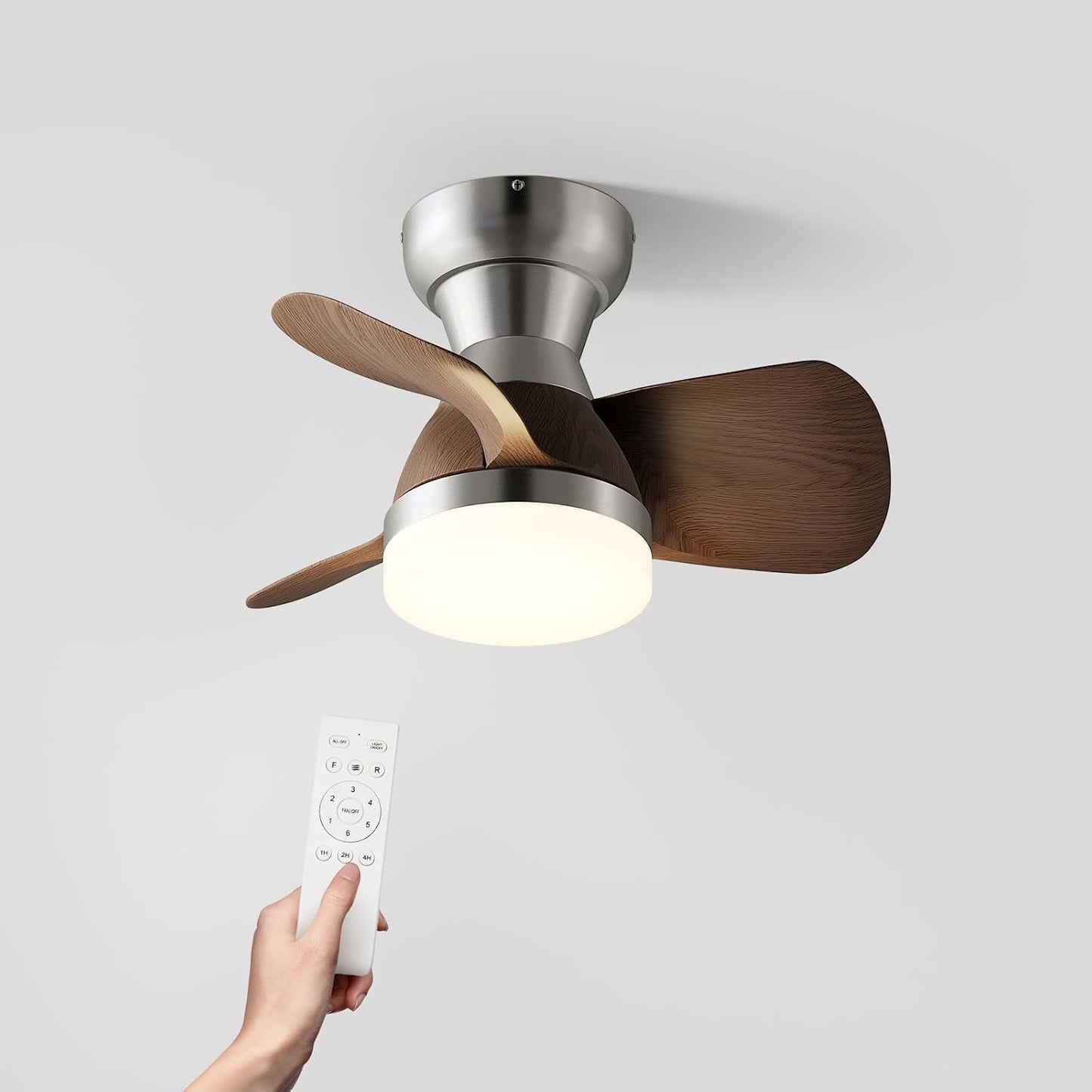 Ventilador techo 20pulg LED 3 aspas ABS 6 velocidades