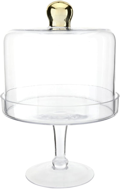 Soporte postre pedestal cristal perilla dorada 11.5x7.75pulg