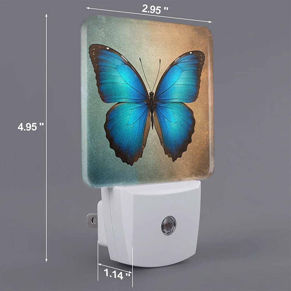 Luz de noche mariposa azul LED cuadrada para dormitorio