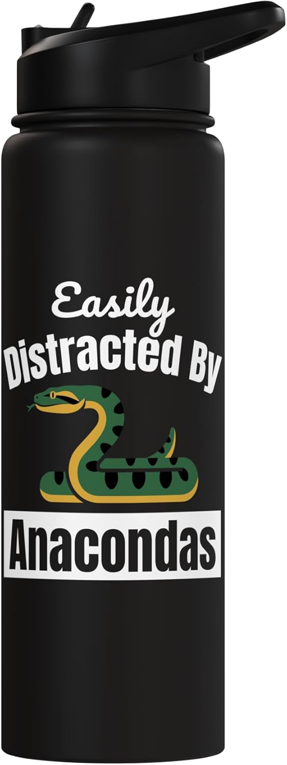 Botella agua acero inox aislada con serpiente anaconda