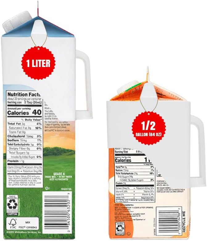 Soporte cartón con asa pack 2 para cajas leche medio galón y litro