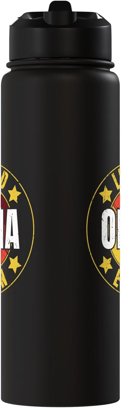 Botella de agua aislada retro en acero inoxidable