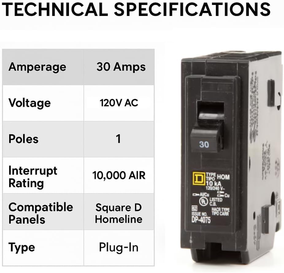 Kit disyuntor Square D Homeline 30A 120V un solo polo