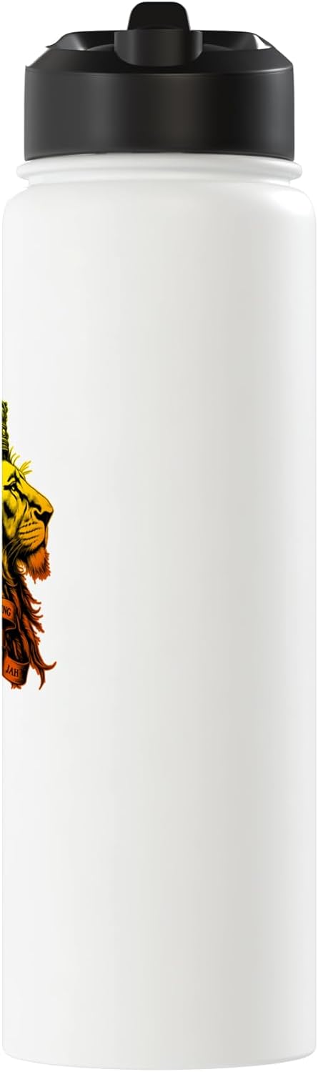 Botella de agua aislada de acero inoxidable con bandera de Jah Rasta
