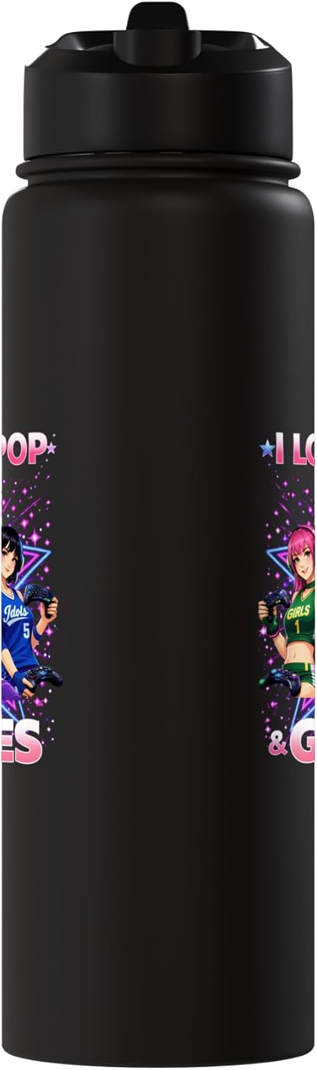 Botella de agua aislada con música pop coreana para niñas y mujeres