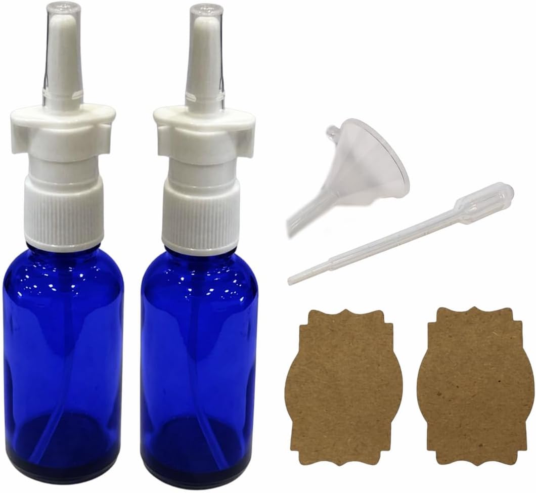 Botella spray nasal vidrio ámbar 1oz vacía recargable viaje
