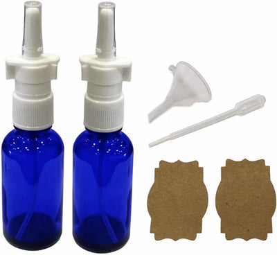 Botella spray nasal vidrio ámbar 1oz vacía recargable viaje