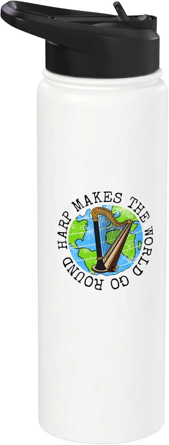 Botella de agua acero inoxidable aislada para músico de arpa