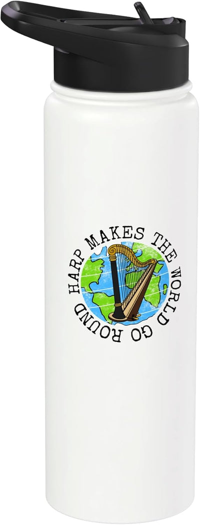 Botella de agua acero inoxidable aislada para músico de arpa