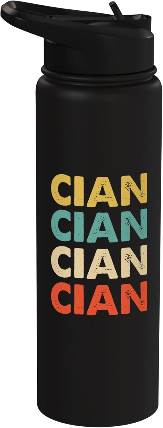Botella de agua acero inoxidable Cian Name aislada