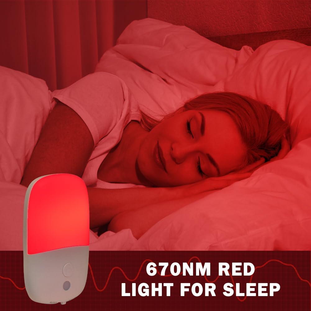 2 Luces Nocturnas Roja 670nm con Sensor Amanecer Dormitorio