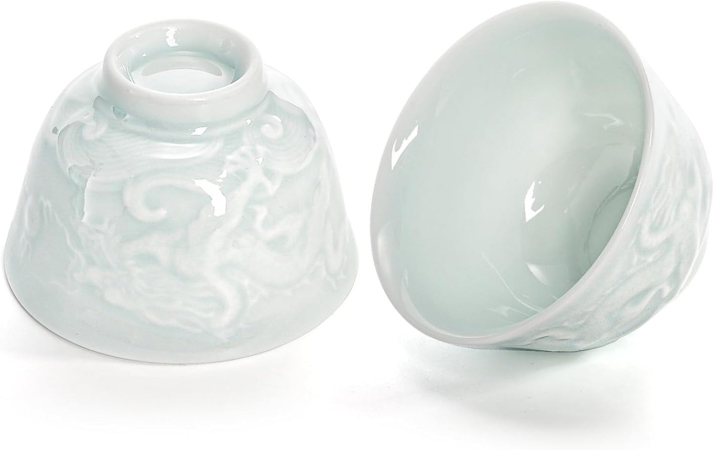 2 tazas de té de cerámica china hecha a mano sin mango para ceremonia kungfu