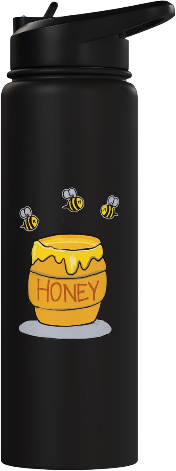 Botella de agua acero inoxidable con abejas y miel