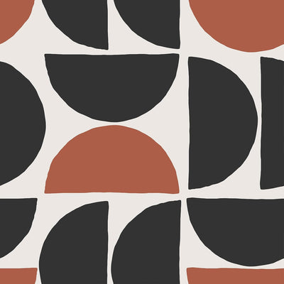 Papel Tapiz Geométrico Moderno Terracota Carbón 17.7x118pulg