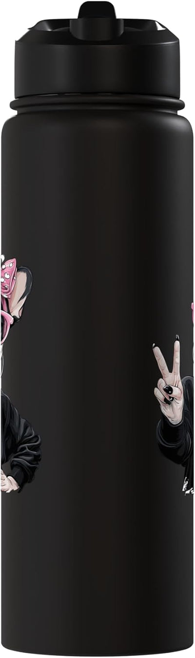 Botella agua acero inox aislada con bow rosa