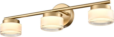 Lámpara LED 3 luces dorado baño pantalla acrílica vintage