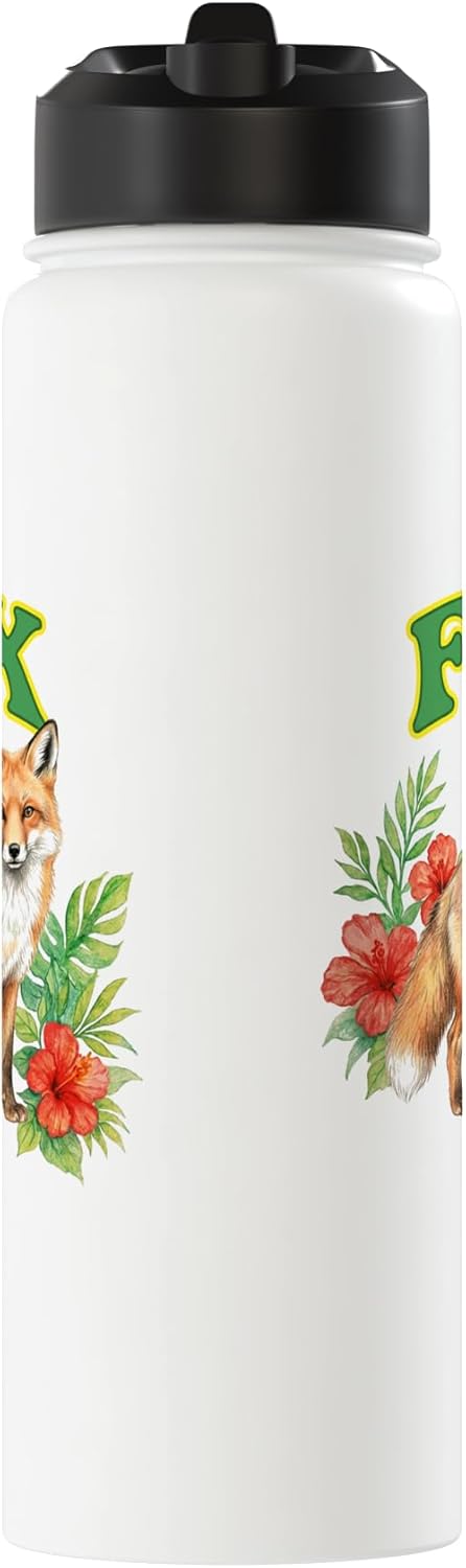 Botella de agua acero inoxidable estampado floral boho fox