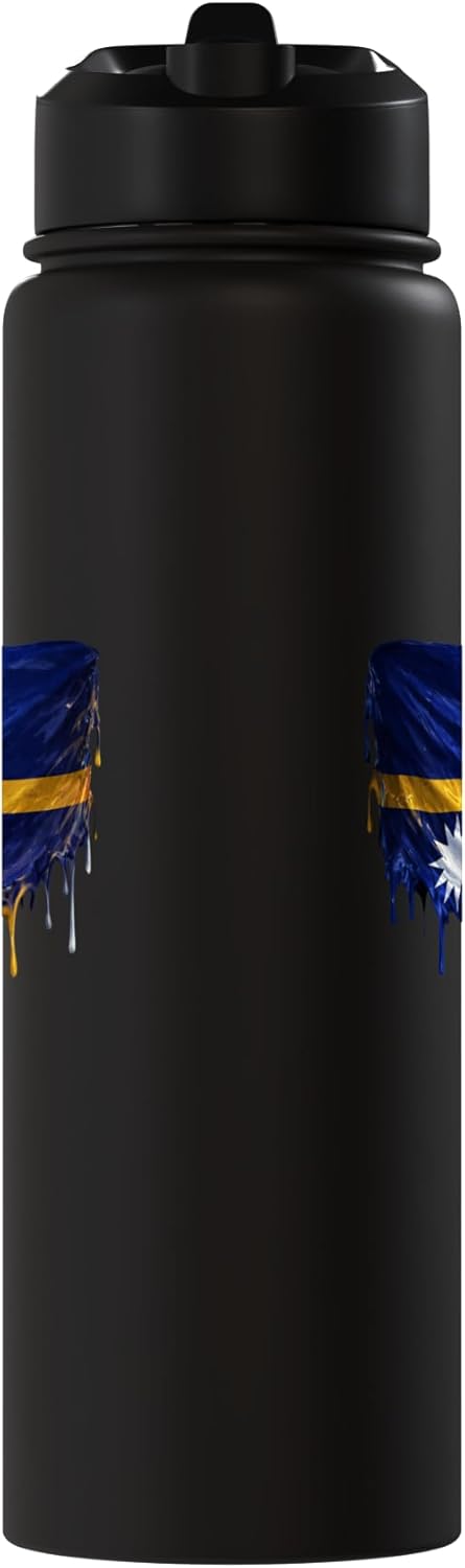 Botella de agua aislada bandera de Nauru acero inoxidable