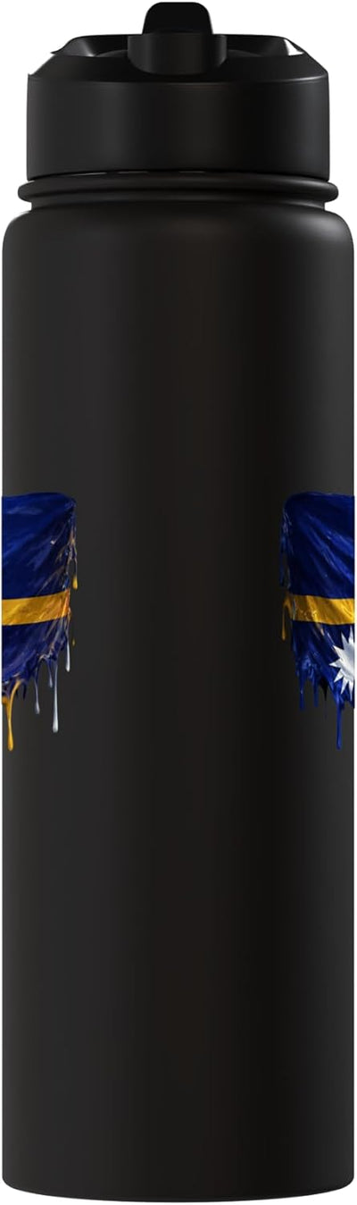 Botella de agua aislada bandera de Nauru acero inoxidable
