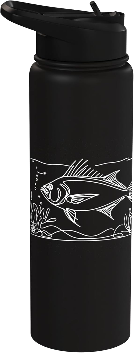 Botella de agua acero inoxidable aislada Kingfish Line Art
