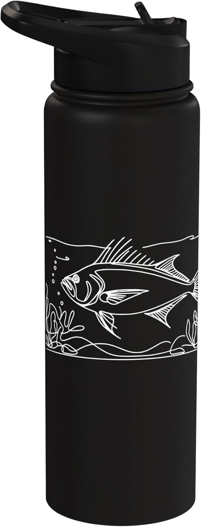 Botella de agua acero inoxidable aislada Kingfish Line Art