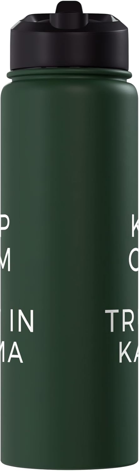 Botella de agua acero inoxidable aislada yoga meditación karma