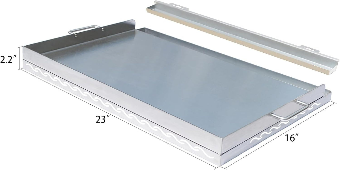 Parrilla acero inox asas plana bandeja grasa