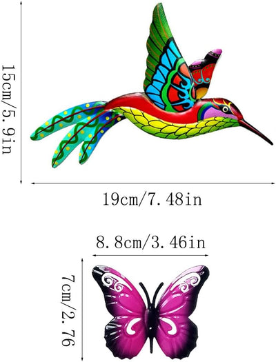10 Pzas Decoración Jardín Metal 4 Colibríes 6 Mariposas Colgante
