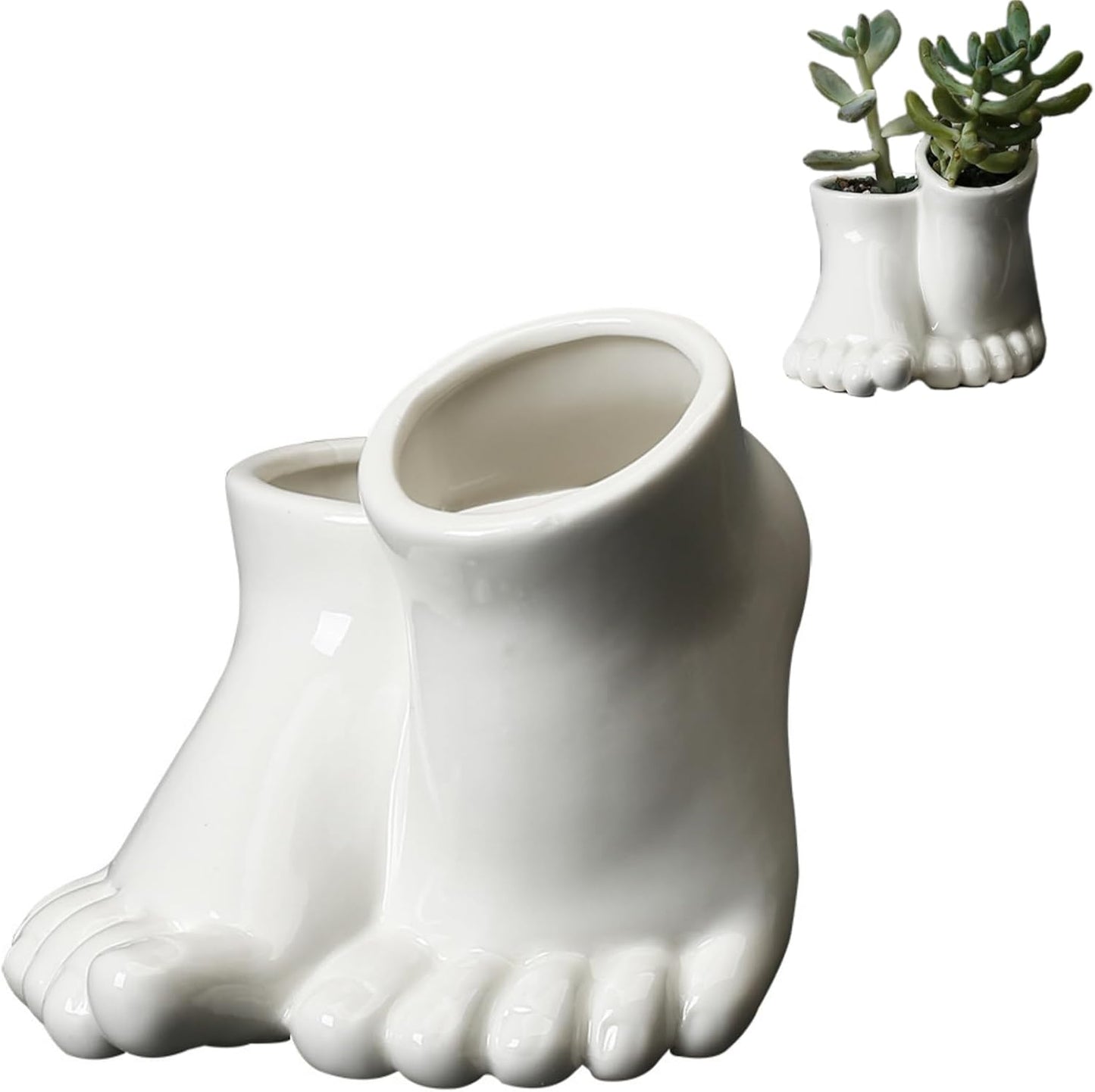 Maceta suculentas estatua pie cerámica blanca decoración hogar