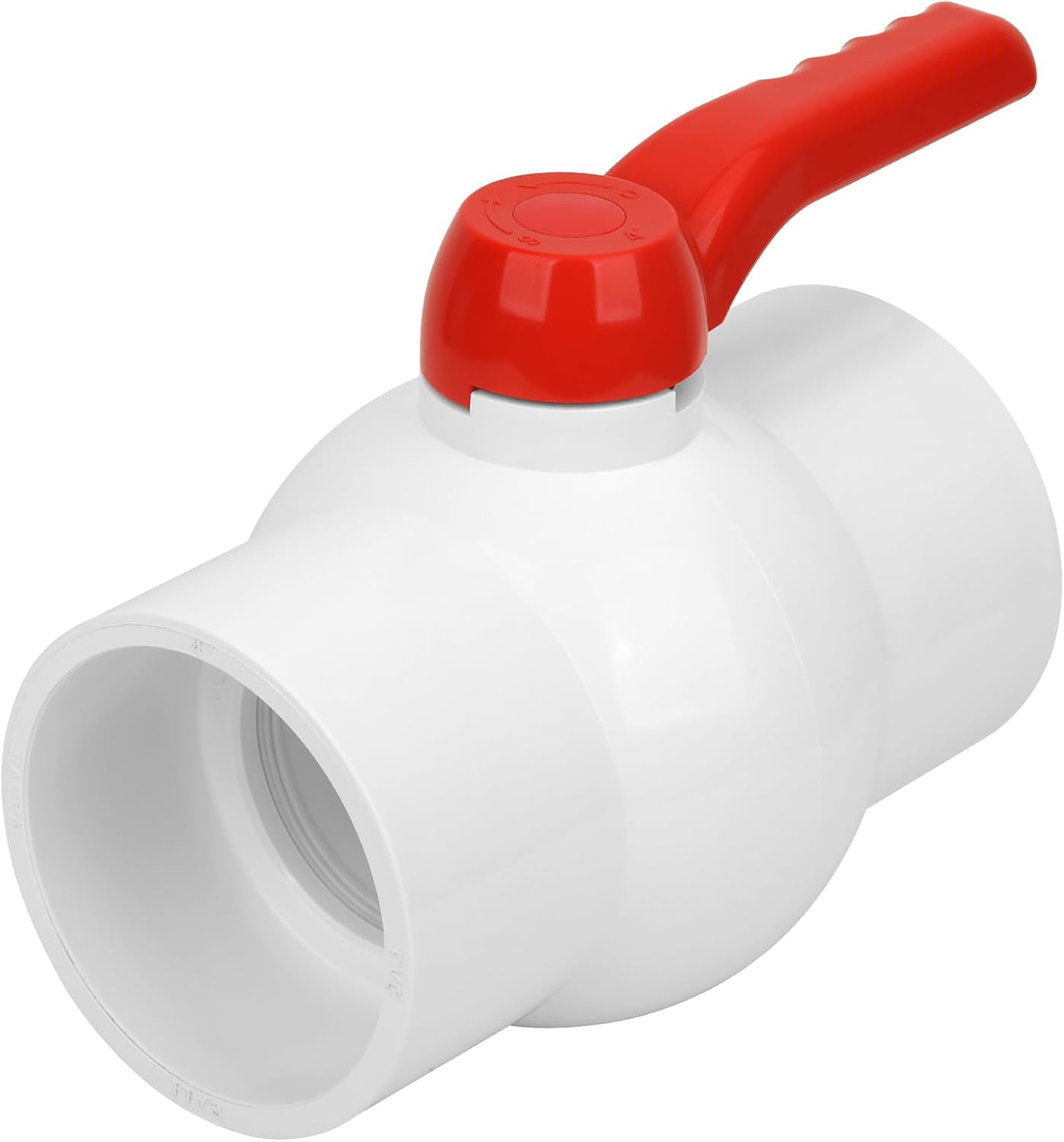 Válvula bola PVC 4pulg enchufe tubería agua fría mango T rojo