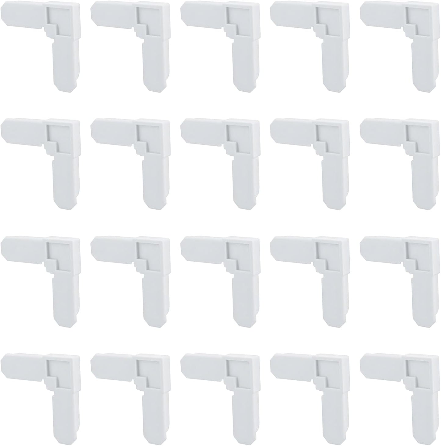 Set 20 piezas esquina marco pantalla 5/16x3/4 pulg comp plástico blanco