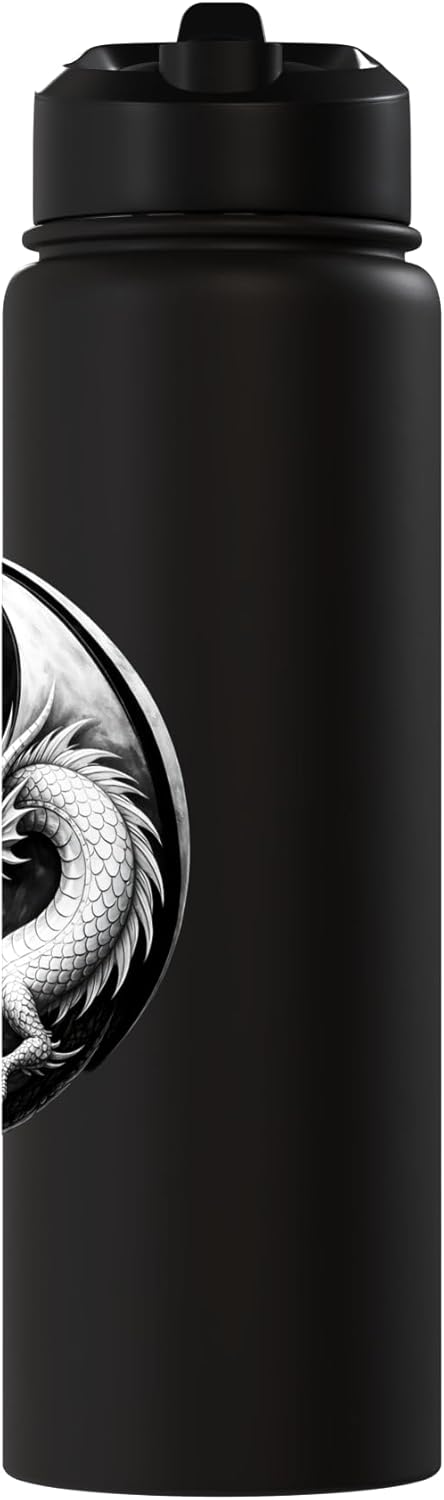 Bottle de agua acero inoxidable arte japonesa yin yang vintage
