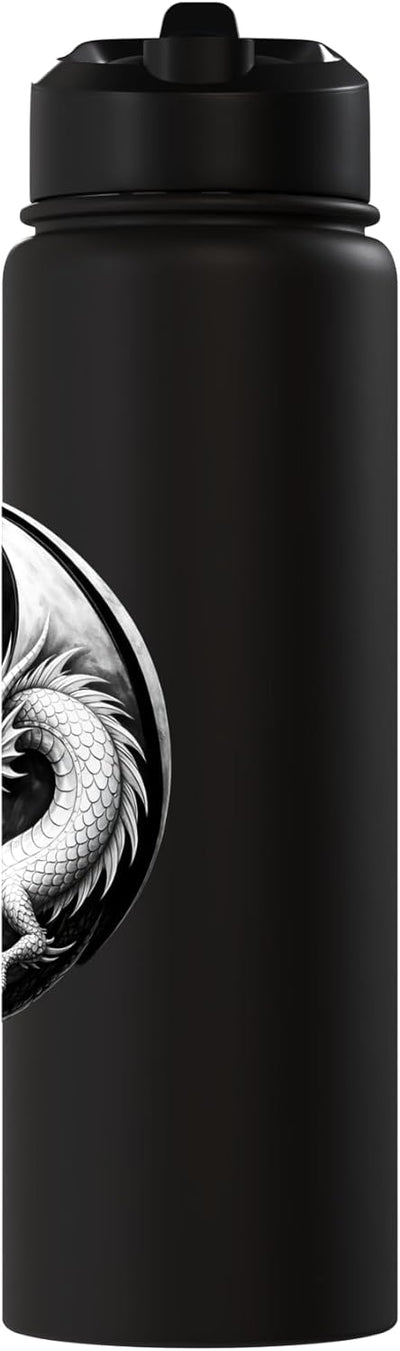 Bottle de agua acero inoxidable arte japonesa yin yang vintage
