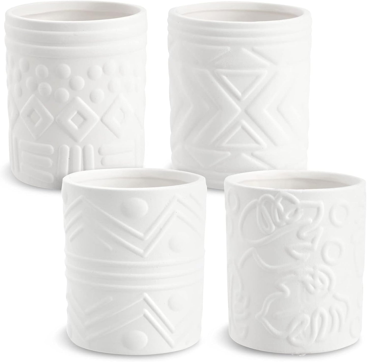 Juego 4 macetas sin pintar con drenaje 3x3x4pulg blanco