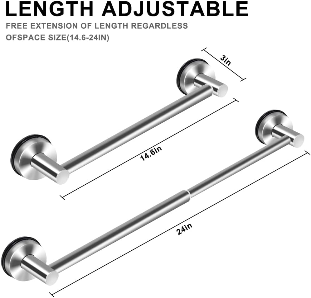 Toallero baño acero inox ajustable con ventosa