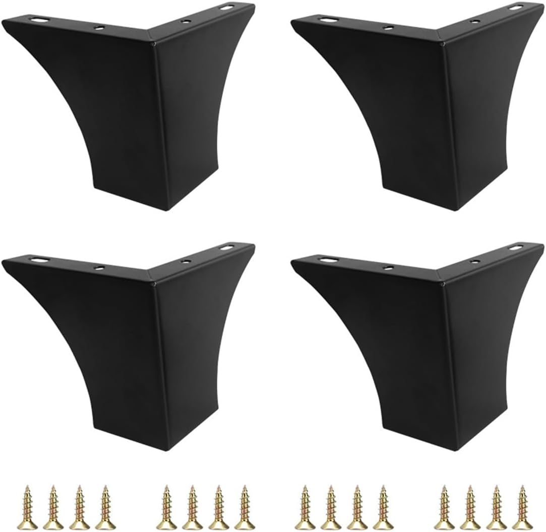 4 Pzas Patas Metal Negro Resistente para Muebles