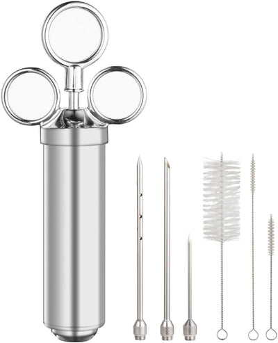 Jeringa inyectora carne acero inox 304 con agujas y cepillos