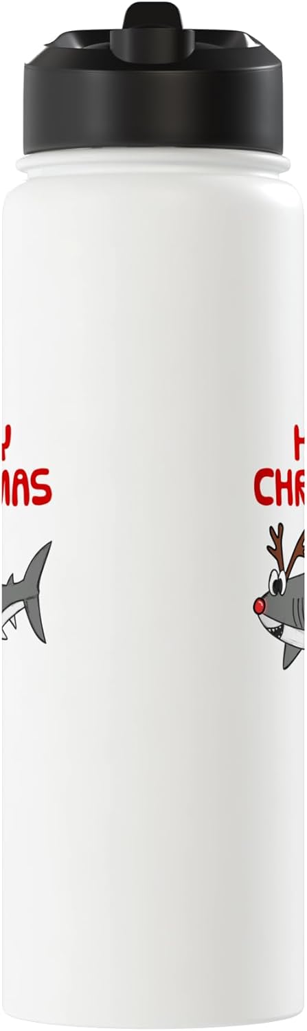 Botella agua acero inox aislada navidad reno