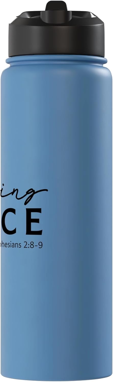 Botella de agua aislada de acero inoxidable con diseño cristiano