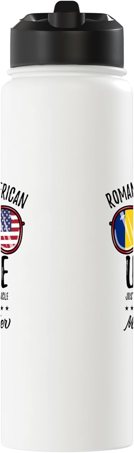 Botella de agua acero inoxidable aislada herencia rumana