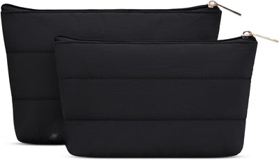 Bolsa maquillaje cuero vegano para mujer con cremallera set 2